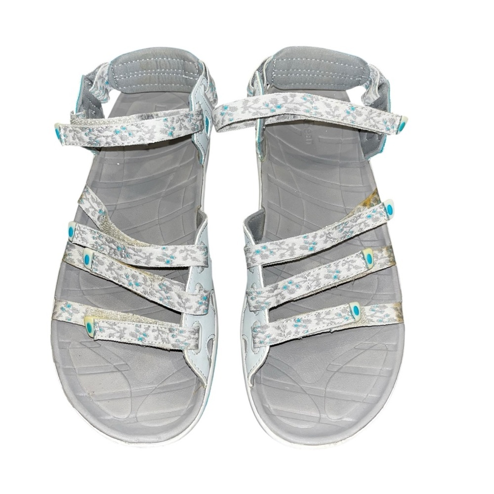 LL Bean Women’s Sandals Hook & Loop Strap Teal Blue Gray size 8 like new